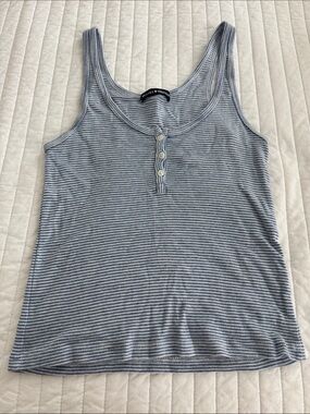 Brandy Melville Blue and White Striped tank top